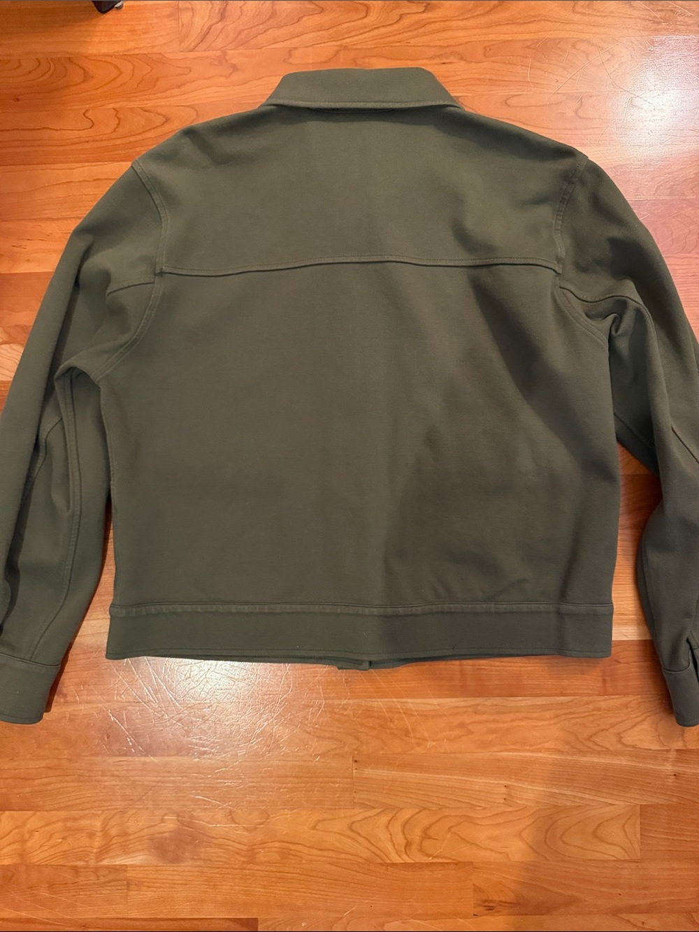 UNIQLO Women Olive Green Jersey Relaxed Cropped Jacket Utility Shacket Coat M - Picture 5 of 8